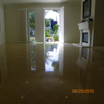 Polished travertine floor after polishing