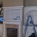 rebuilt entertainment center and ceiling