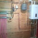 Radiant in-floor heating system.