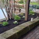 built flower bed and mulched