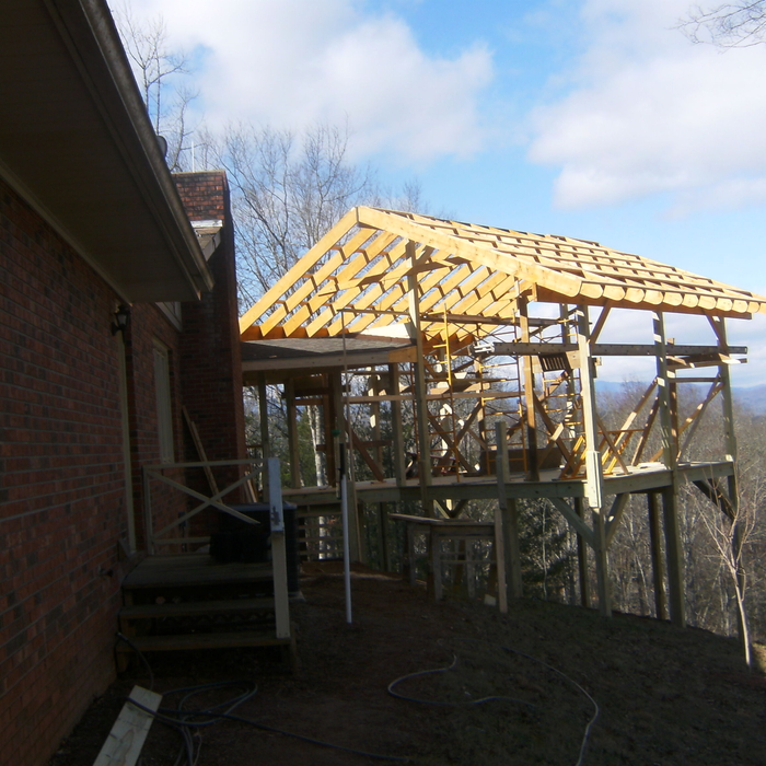 construction of roof over gazebo