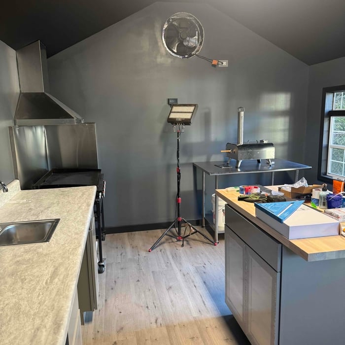 Outdoor kitchen shed