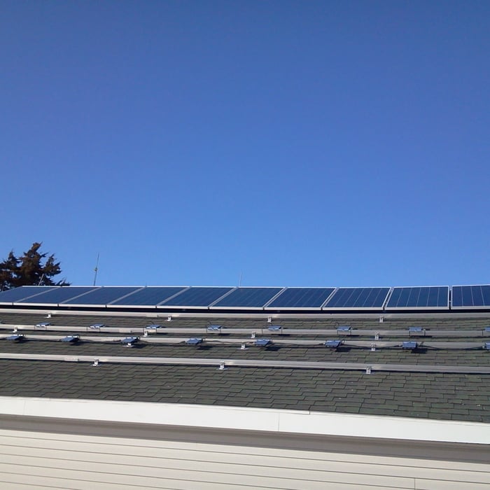 mounting rails installed and panels going up.