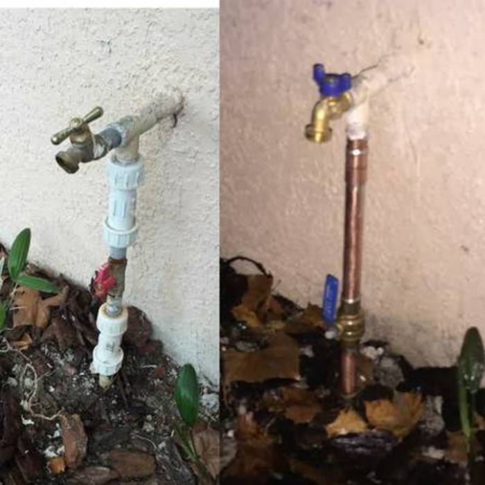 Hose Bibb before and after