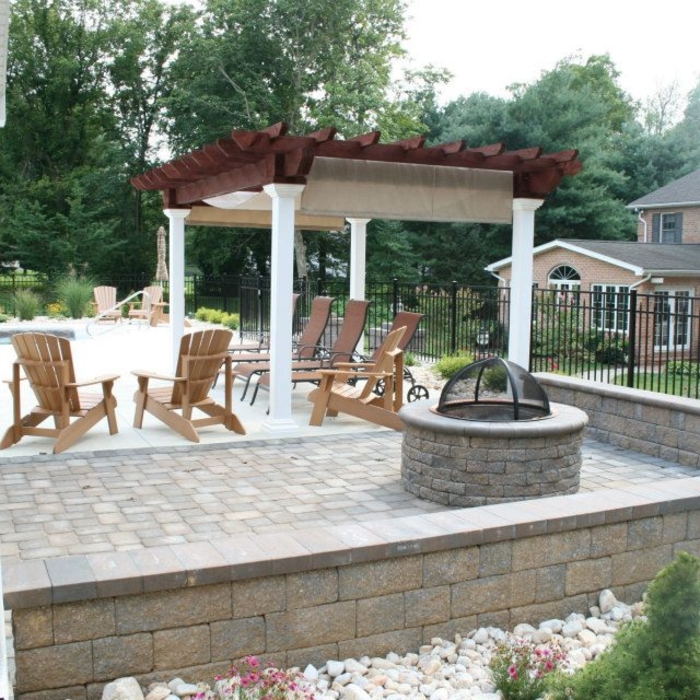 Homeowner pool deck/fireplace/landscape