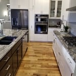 Combined stained maple and painted cabinets