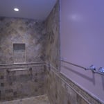 Travertine tiles on Master bathrom