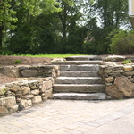 Stone wall and granite steps
