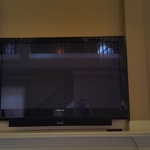 tv and sound bar mounted and wires hidden