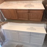 cabinet and vanity refinshed