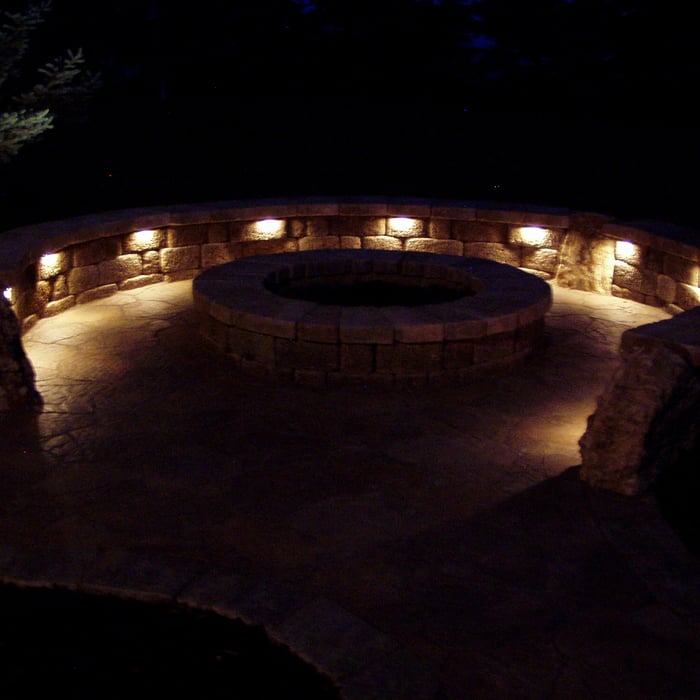 Night lighting with Gas Fire Pit Patio