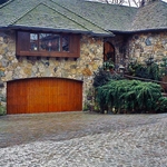 Stone Veneer and Stamped Concrete Driveway