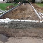 Installing Belgium blocks at the entrance