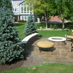 Blue Spruc Trees With Patio & Gas Fire Pit