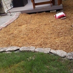 mulching back yard patio