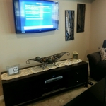 Wall mounted TV concealed wires surround sound