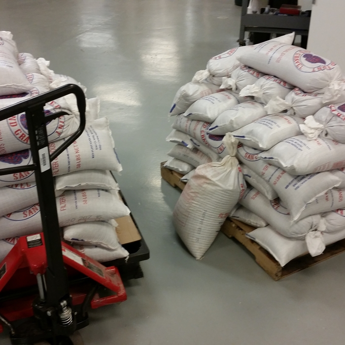 Two of the 8 pallets needed to complete the job
