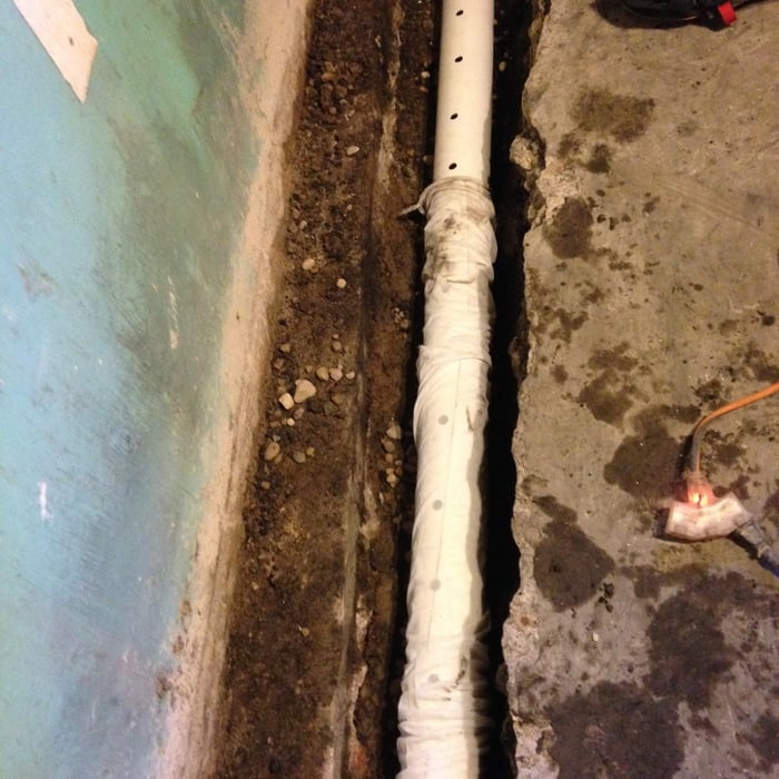 4" Perforated pipe in trench