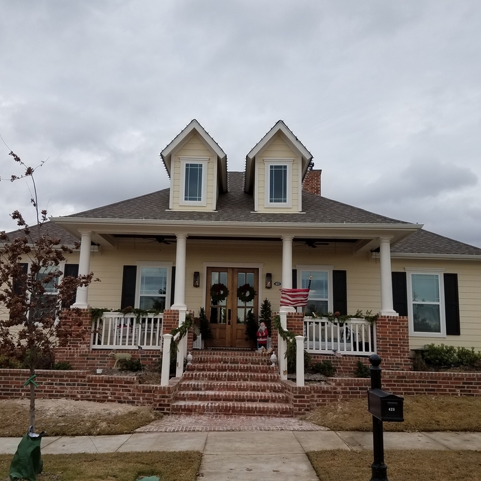 Completed brick flower bed