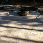 Stamped Patio, fire pit, sitting walls