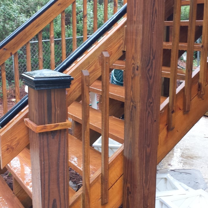 Deck powder coating railing.