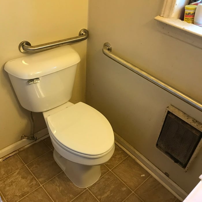 New taller toilet and grab bars