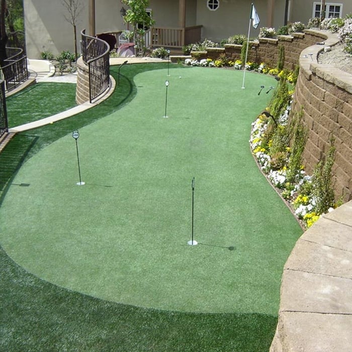 Backyard putting green.