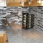 Black and Gray Narrow Cut Backsplash for a Trendy Kitchen