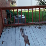 Power Wash Deck , Scrape , Remove Old Stain.