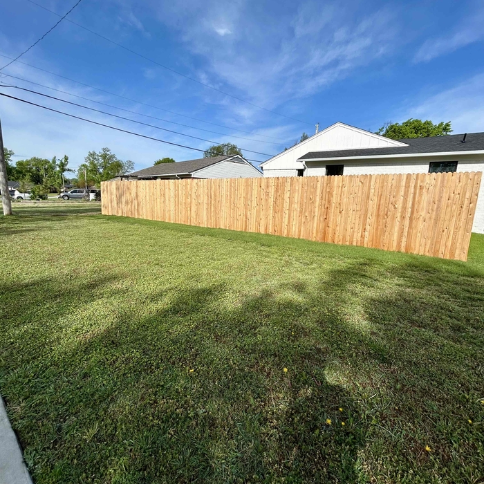 Dog ear cedar fence