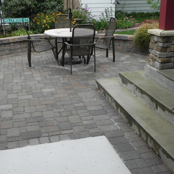 Patio with seating wall
