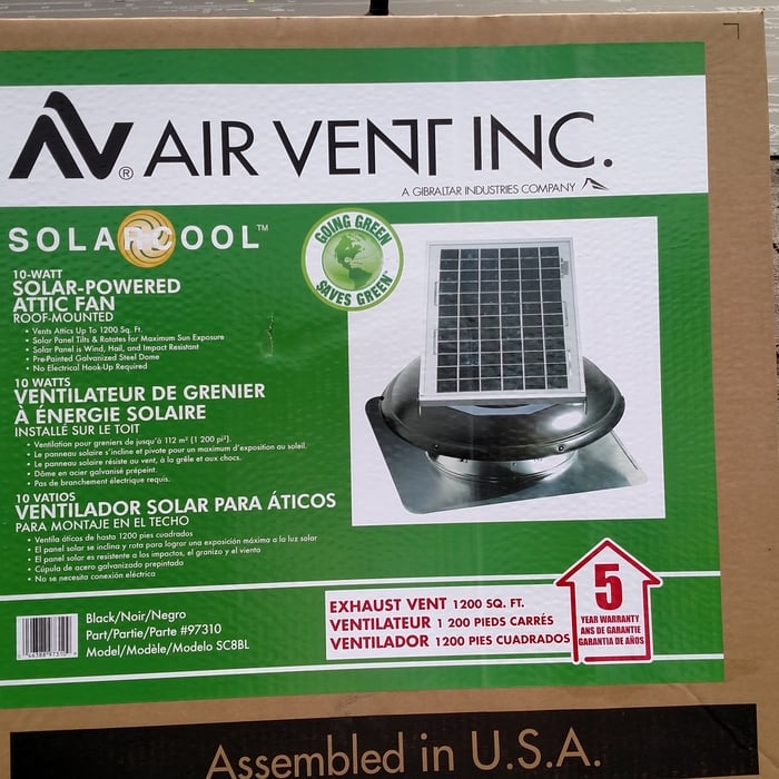 Solar venting for your runs all day for free.