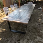 12' table with steel legs