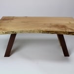 Live edge maple coffee table with walnut legs