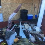 Debris from porch fire