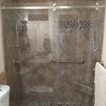 FRAMELESS SINGLE SLIDING SHOWER DOOR UNIT