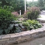 Flagstone garden boundary wall