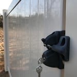 Beige privacy key entry gate