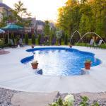 Transitional Pool - Blue Grey Large Water Fountain In Pool