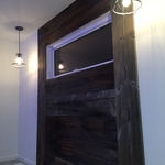 beautiful barnwood build in headboard