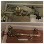 New 1/4 turn main with pressure reducing valve.