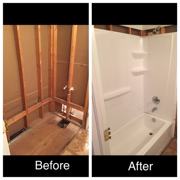 New fiberglass tub install