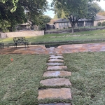 Flagstone patio and new sod
