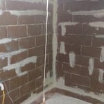 Basement walls and floor.