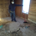cleaning and taking out garbage