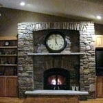 Clock fireplace.