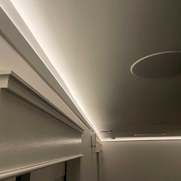 Cove Moulding in Basement Media Space