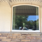 Old wooden picture window