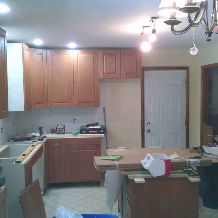 Nearly all the cabinets installed