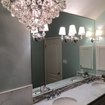 Master Bath vanity and tub chandelier